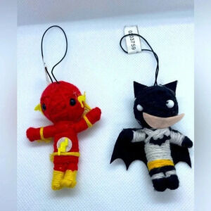 DC Comics - Batman & The  Flash String Doll Keychain Voodoo Charm Figure